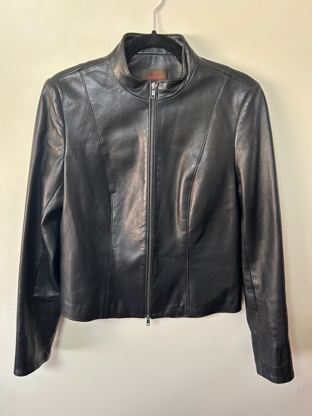 Danier Black Leather Zip-Front Jacket